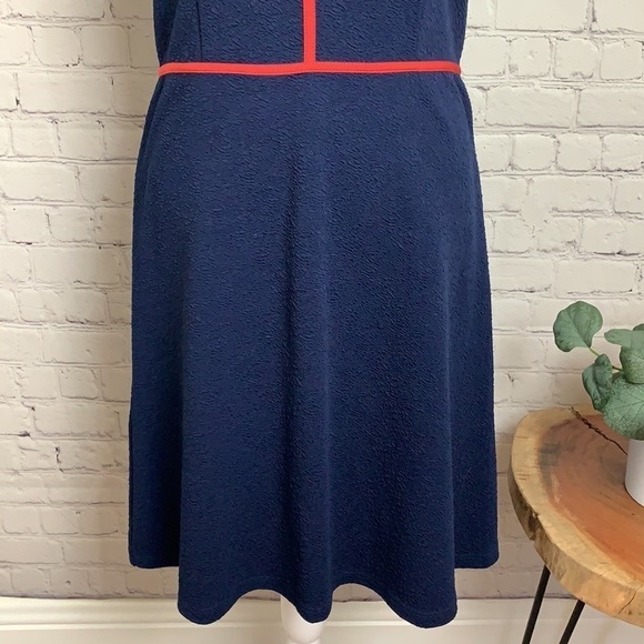 THML Nanette Texture Knit Fit & Flare Navy Dress - Picture 3 of 14